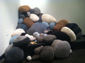Melissa Maddonni Haims: "Offering". Crocheted sculpture, dimensions various, 2013.