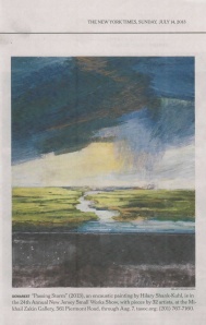 Hilary Shank-Kuhl, "Passing Storm". (NY Times Metro section, July 2013.) Encaustic painting, 2013. 