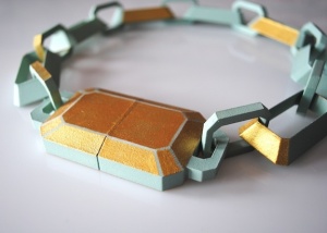 Rachel Timmins, "Gem Cut", 8"x 8"x 1.5", 3D printed nylon, paint, rare earth magnets, 2013.