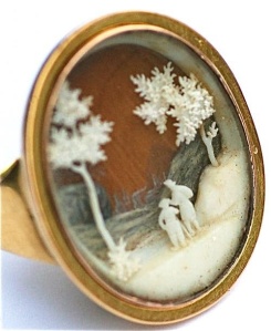 Georgian Period Micro Ivory Ring, circa 1780. Multi-dimensional micro-ivory scene, set under crystal. Photo used courtesy of Rowan and Rowan, London.